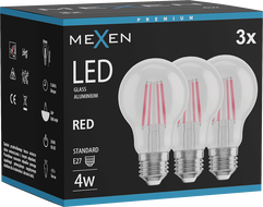 Mexen Vintis 3x LED žarnica z nitko E27, A60, 4W, 55 lm, rdeča - L150-E27-04XX-45x03