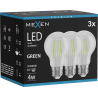 Mexen Vintis 3x Filamentu LED spuldze E27, A60, 4W, 55 lm, zaļa - L150-E27-04XX-46x03