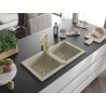 Mexen Mario tweekamer granieten gootsteen met keukenmengkraan Rita, beige - 6504-69-670300-50