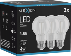 Mexen Vintis 3x LED filament žarulja E27, A60, 4W, 55 lm, plava - L150-E27-04XX-47x03