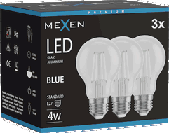 Mexen Vintis 3x LED-filamentlamp E27, A60, 4W, 55 lm, blauw - L150-E27-04XX-47x03