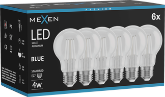 Mexen Vintis 6x Filament LED Glühbir  E27, A60, 4W, 55 lm, blo - L150-E27-04XX-47x06