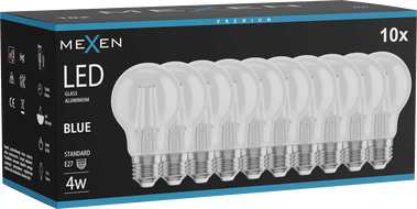 Mexen Vintis 10x LED filament žarulja E27, A60, 4W, 55 lm, plava - L150-E27-04XX-47x10