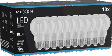 Mexen Vintis 10x LED filamenta spuldze E27, A60, 4W, 55 lm, zila - L150-E27-04XX-47x10