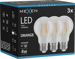 Mexen Vintis 3x Λάμπα LED Filament E27, A60, 4W, 55 lm, πορτοκαλί - L150-E27-04XX-48x03