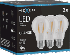 Mexen Vintis 3x LED kvēldiega spuldze E27, A60, 4W, 55 lm, oranža - L150-E27-04XX-48x03