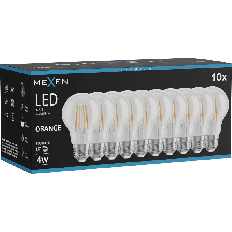 Mexen Vintis 10x lampadina a filamento LED E27, A60, 4W, 55 lm, arancione - L150-E27-04XX-48x10