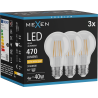 Mexen Vintis 3x Filament LED-Glühbir A60, 4W, Warm - 2200K, 470 lm, kloer - L150-E27-0422-00x03