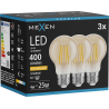Mexen Vintis 3x Filament LED Glühbir  E27, A60, 4W, Warm - 2200K, 400 lm, amber - L150-E27-0422-50x03