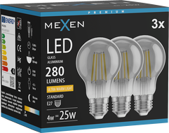 Mexen Vintis 3x LED Filament Bulb E27, A60, 4W, Warm - 2200K, 280 lm, smoke - L150-E27-0422-70x03
