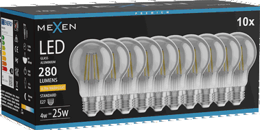 Mexen Vintis 10x Filamenta LED spuldze E27, A60, 4W, Silta - 2200K, 280 lm, Dūmu krāsa - L150-E27-0422-70x10