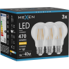 Mexen Vintis 3x LED filamentna žarulja E27, A60, 4W, Topla - 2700K, 470 lm, prozirna - L150-E27-0427-00x03