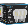 Mexen Vintis 3x LED filamentlampa E27, A60, 4W, Neutral - 4000K, 470 lm, klar - L150-E27-0440-00x03