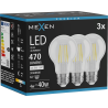 Mexen Vintis 3x LED filamentpirn E27, A60, 4W, Neutraalne - 4000K, 470 lm, läbipaistev - L150-E27-0440-00x03