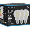 Mexen Vintis 3x LED-filamenttilamppua E27, A60, 4W, Neutraali - 4000K, 470 lm, kirkas - L150-E27-0440-00x03