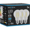 Mexen Vintis 3x LED-filamentlampa E27, A60, 4W, Kall - 6500K, 470 lm, klar - L150-E27-0465-00x03