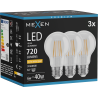 Mexen Vintis 3x LED-Filamentlampe E27, A60, 6W, Warm - 2200K, 720 lm, klar - L150-E27-0622-00x03