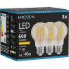 Mexen Vintis 3x Λάμπα LED νήματος E27, A60, 6W, Θερμή - 2200K, 600 lm, κεχριμπάρι