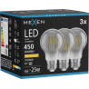 Mexen Vintis 3x LED-Filament-Glühlampe E27, A60, 6W, Warm - 2200K, 450 lm, Smoke - L150-E27-0622-70x03