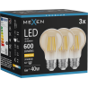 Mexen Vintis 3x LED-filamentlampa E27, A60, 6W, Varm - 2700K, 600 lm, amber - L150-E27-0627-50x03