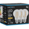 Mexen Vintis 3x Bombilla de filamento LED E27, A60, 8W, Cálida - 2200K, 1055 lm, transparente - L150-E27-0822-00x03