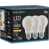 Mexen Vintis 3x LED filamentlampa E27, A60, 8W, Varm - 2200K, 1055 lm, klar - L150-E27-0822-00x03