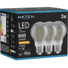 Mexen Vintis 3x Lampadina a filamento LED E27, A60, 8W, Calda - 2200K, 600 lm, fumo - L150-E27-0822-70x03