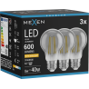 Mexen Vintis 3x LED-filamentlampa E27, A60, 8W, Varm - 2200K, 600 lm, rökfärgad - L150-E27-0822-70x03