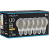 Mexen Vintis 6x Ampoule filament LED E27, A60, 8W, Chaude - 2200K, 600 lm, fumée - L150-E27-0822-70x06