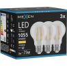Mexen Vintis 3x LED-Filament-Glühbirne E27, A60, 8W, Warm - 2700K, 1055 lm, klar - L150-E27-0827-00x03