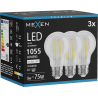 Mexen Vintis 3x LED-Filament-Glühbirne E27, A60, 8W, Neutral - 4000K, 1055 lm, klar - L150-E27-0840-00x03