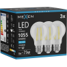 Mexen Vintis 3x LED filamentlampa E27, A60, 8W, Kall - 6500K, 1055 lm, klar - L150-E27-0865-00x03