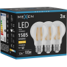 Mexen Vintis 3x LED kvēlspuldze E27, A60, 12W, Silta - 2700K, 1585 lm, caurspīdīga - L150-E27-1227-00x03