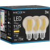 Mexen Vintis 3x LED kvēlspuldze E27, A60, 12W, Silta - 2700K, 1125 lm, dzintars - L150-E27-1227-50x03