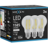 Mexen Vintis 3x LED filamentlampa E27, A60, 12W, Neutral - 4000K, 1585 lm, klar - L150-E27-1240-00x03