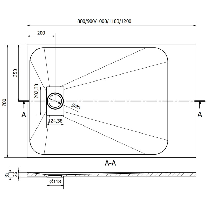 Mexen Hugo ορθογώνιος ντους δίσκος SMC 80 x 70 cm, μπεζ, λευκή καλυμμή - 42697080-W