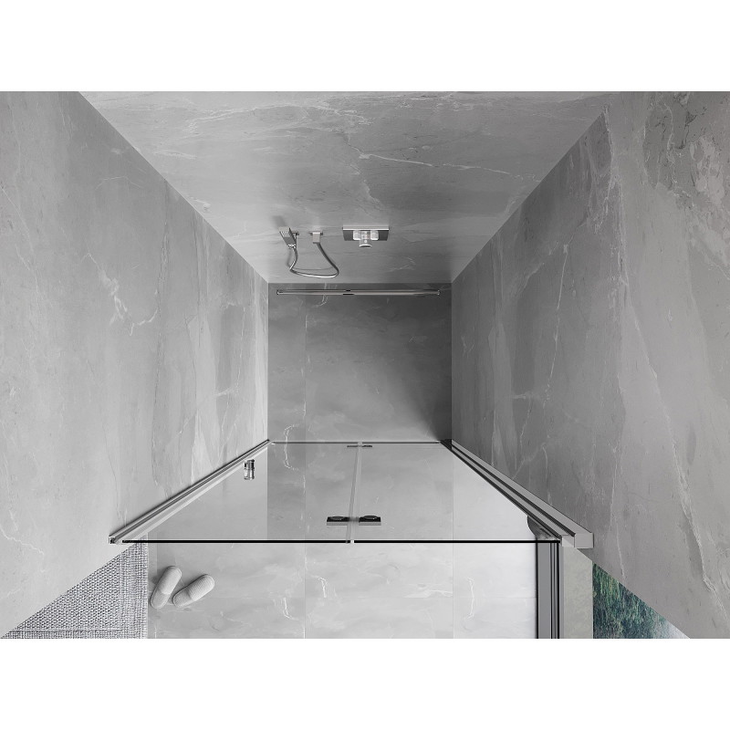 Mexen Mist-F kokkupandavad duššuksed, parempoolsed 120 cm, läbipaistev, kroom - 8A6-120-000-01-00-P