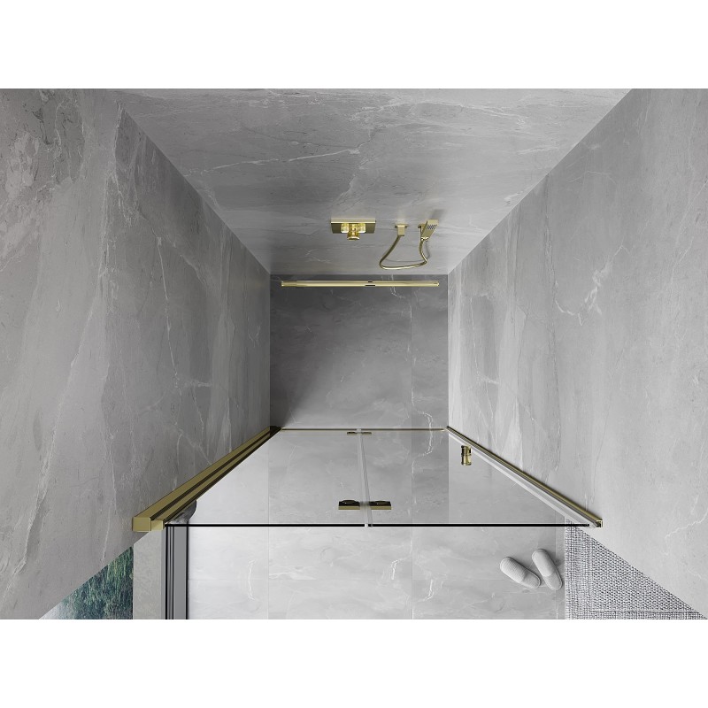 Mexen Mist-F drzwi prysznicowe składane lewe 120 cm, transparent, złote - 8A6-120-000-50-00-L