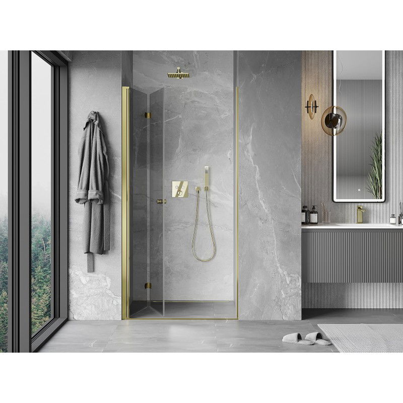 Mexen Mist-F porta doccia pieghevole sinistra 120 cm, trasparente, oro - 8A6-120-000-50-00-L