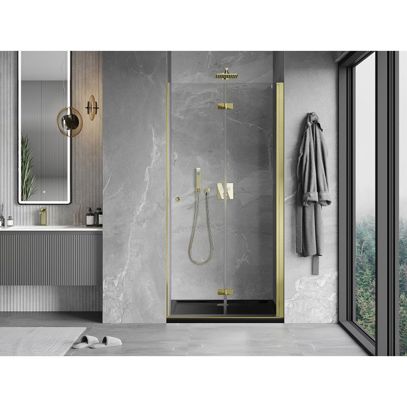 Mexen Mist-F porte de douche pliante droite 80 cm, transparent, doré - 8A6-080-000-50-00-P