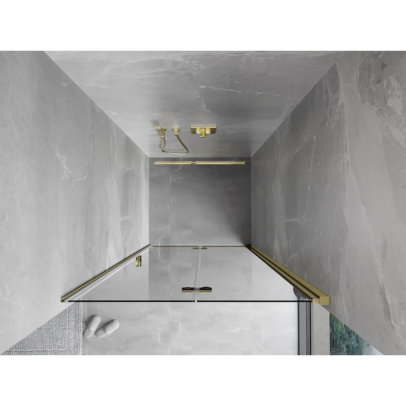 Mexen Mist-F drzwi prysznicowe składane prawe 90 cm, transparent, złote - 8A6-090-000-50-00-P