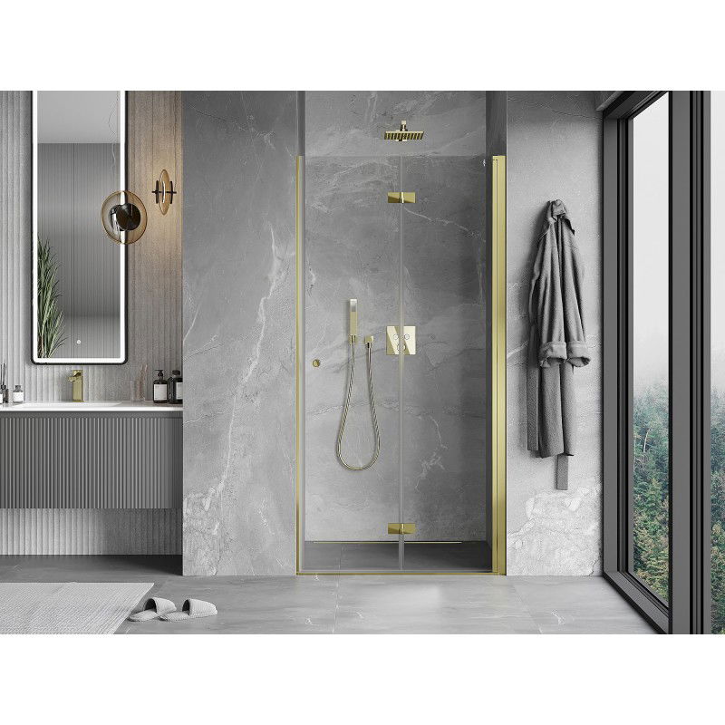 Mexen Mist-F folding shower door right 95 cm, transparent, gold - 8A6-095-000-50-00-P