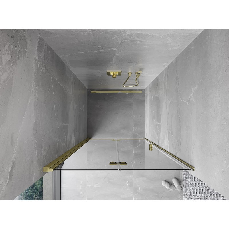 Mexen Mist-F drzwi prysznicowe składane lewe 95 cm, transparent, złote szczotkowane - 8A6-095-000-55-00-L