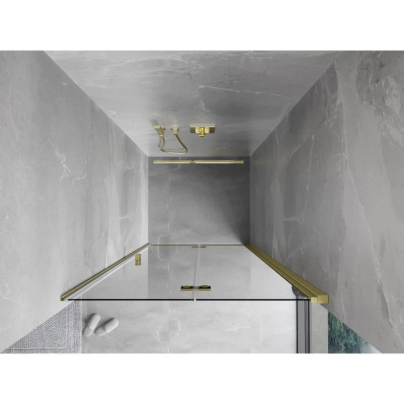 Mexen Mist-F vouwdeur douche rechts 120 cm, transparant, geborsteld goud - 8A6-120-000-55-00-P