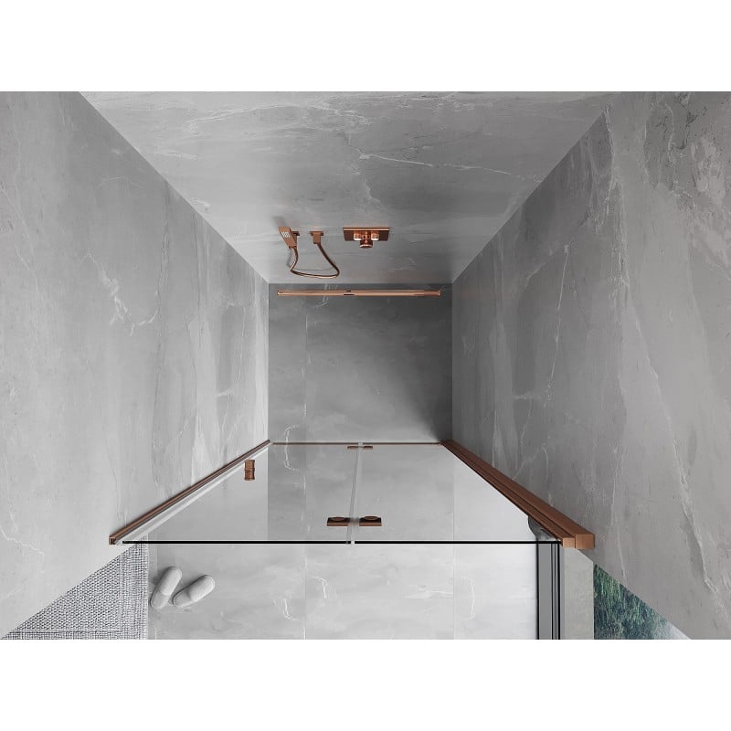 Mexen Mist-F folding shower door right 85 cm, transparent, brushed copper - 8A6-085-000-65-00-P
