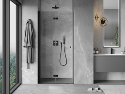 Mexen Mist-F vouwdeur voor douche links 80 cm, transparant, zwart - 8A6-080-000-70-00-L