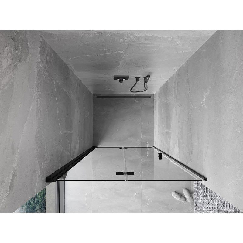 Mexen Mist-F taitettava suihkuovi vasen 115 cm, kirkas, musta - 8A6-115-000-70-00-L