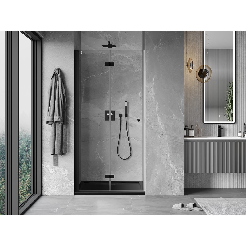 Mexen Mist-F drzwi prysznicowe składane lewe 115 cm, transparent, czarne - 8A6-115-000-70-00-L