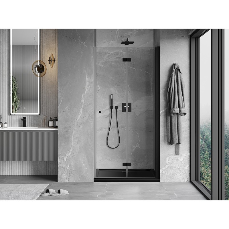 Mexen Mist-F folding shower door right 95 cm, transparent, black - 8A6-095-000-70-00-P