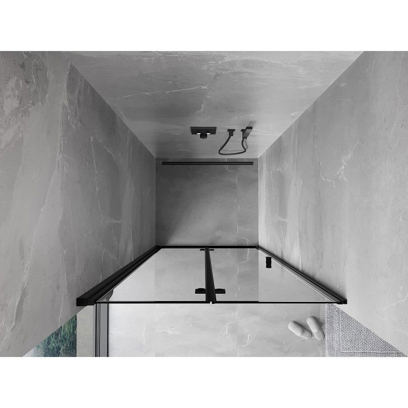 Mexen Mist-F porta doccia pieghevole sinistra 100 cm, cornice nera, nero - 8A6-100-000-70-70-L